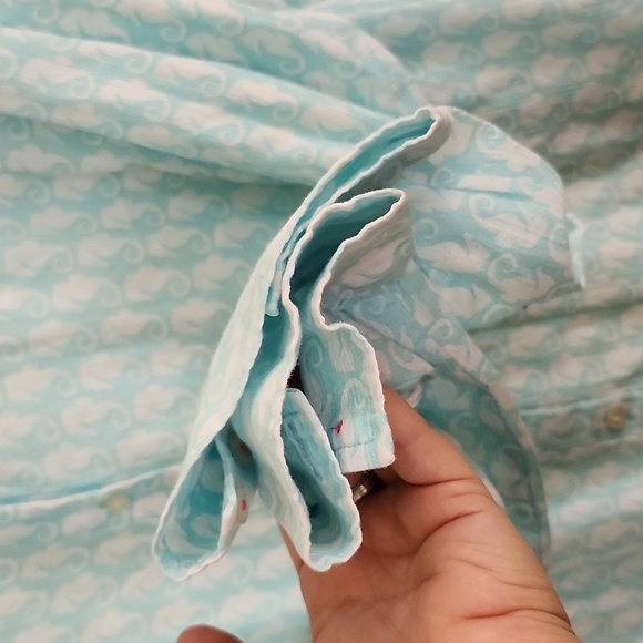 Talbots Seahorse Print Button Down Long Sleeve Blouse 100 Cotton Size X - Picture 5 of 8